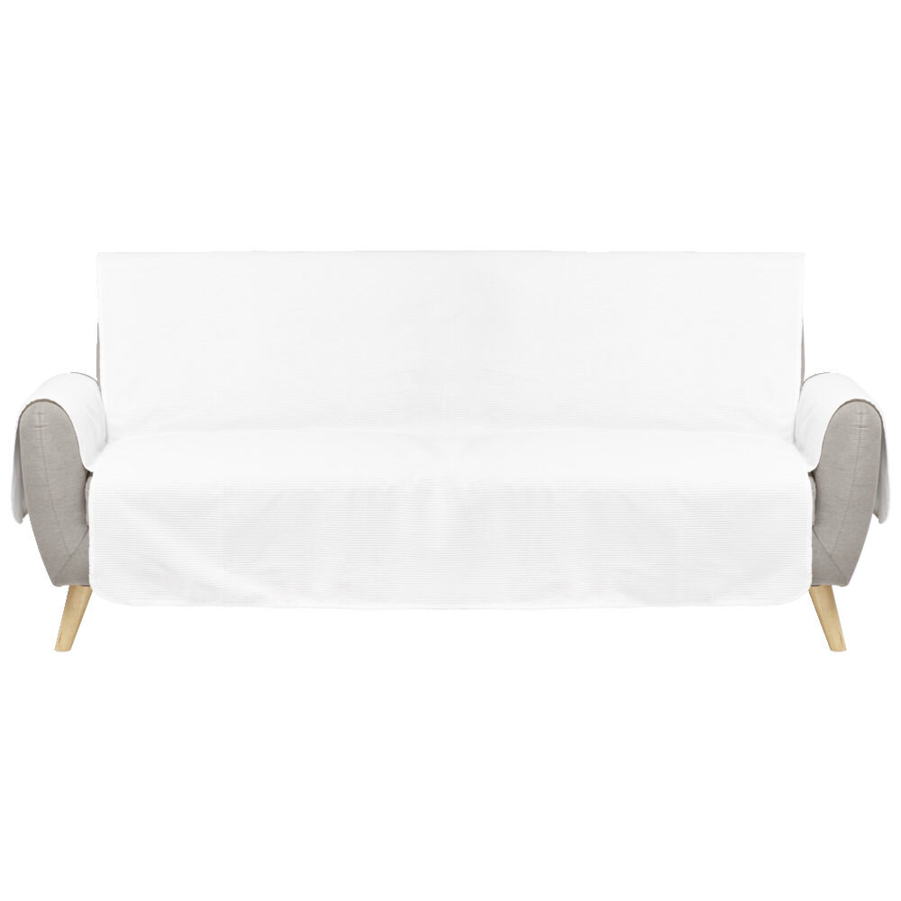 Protège canapé côtelé L279xH179cm - 2 modèles gris ou blanc