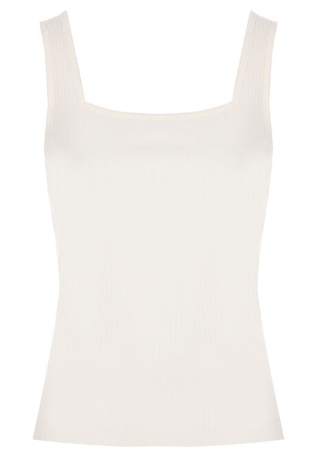 Womens Cream Ribbed Square Neckline Vest Top