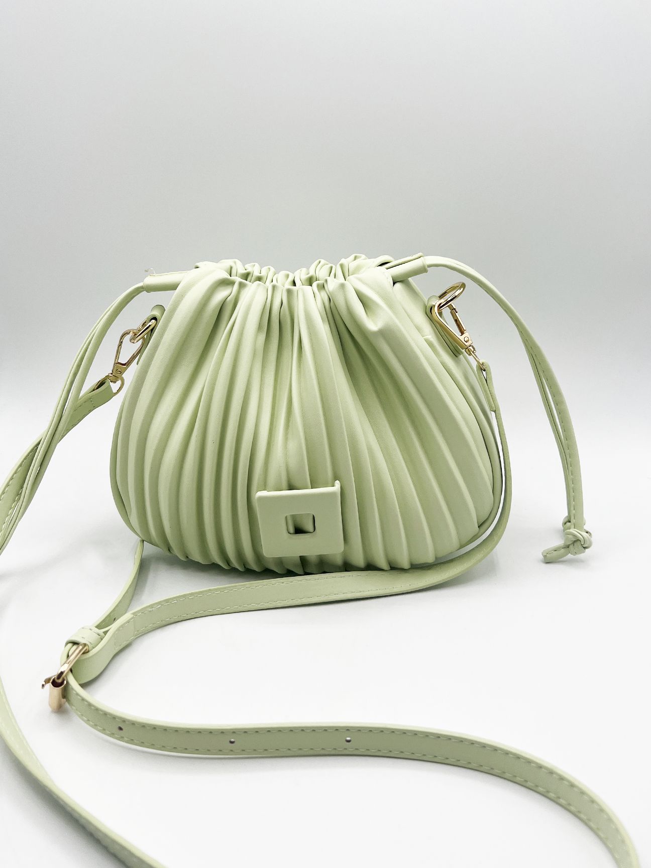 SVNX Pleated Pouch Bag in Mint