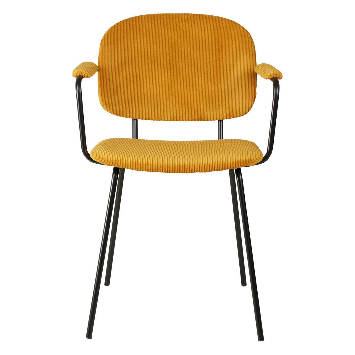 ASTON - Fauteuil velours côtelé jaune curry
