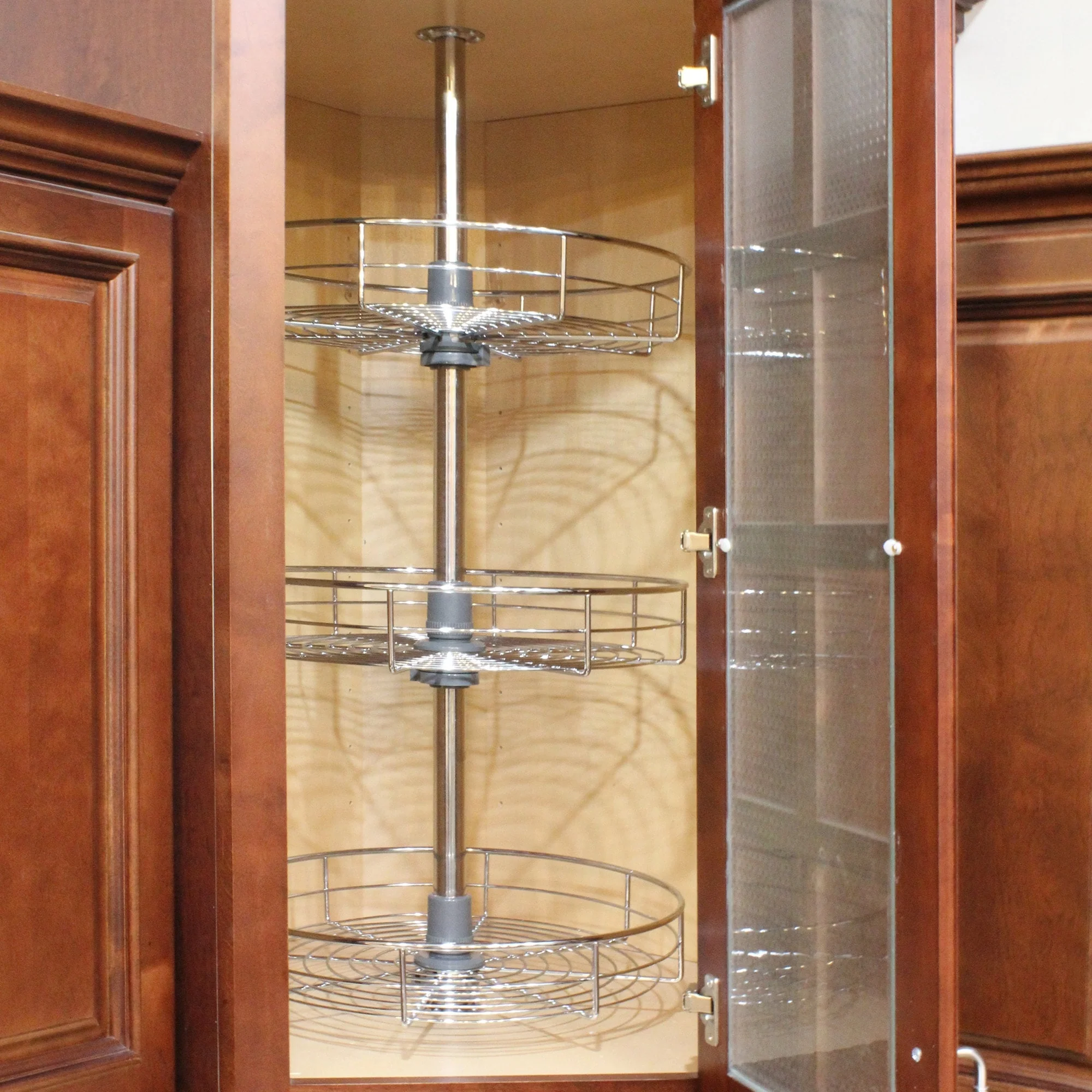 Dowell Lazy Susan 18 Diameter - 360 Degree Triple Rack Stainless Steel