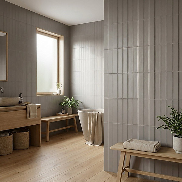Carrelage effet zellige 5x40 cm HOPP TAUPE