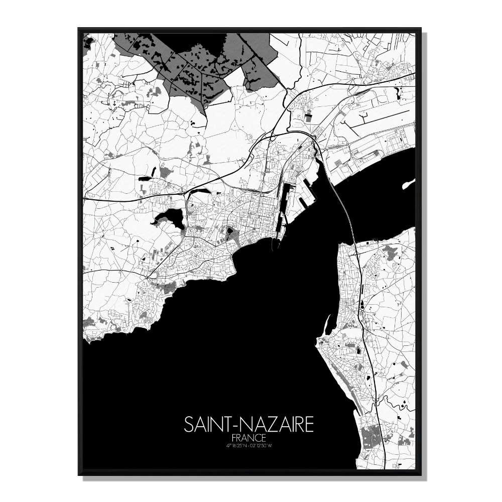 - Affiche Saint Nazaire Carte N&B 40x50
