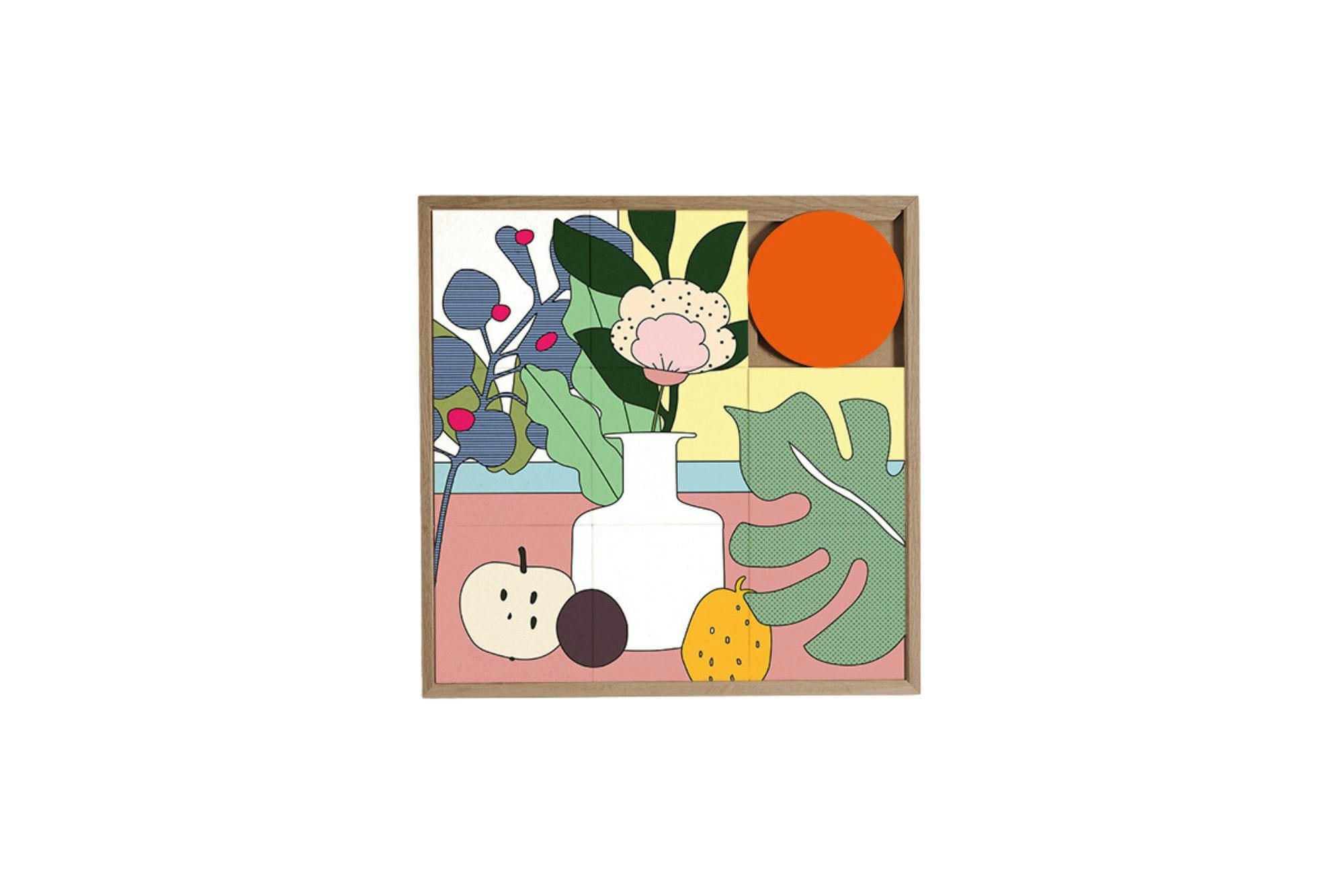 MADO - Tableau en bois taquin ambiance estivale  48 x 48