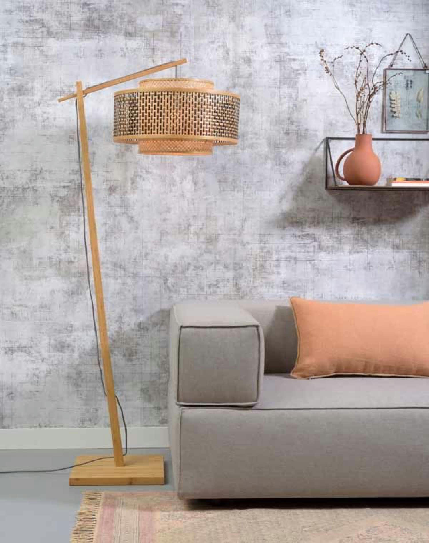 BHUTAN - Lampadaire en bambou naturel H176cm