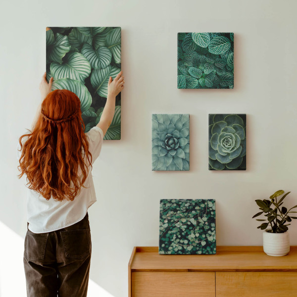 Obraz canvas 5 części Liście i sukulenty|20x30, 30x30, 40x60|Wallfluent