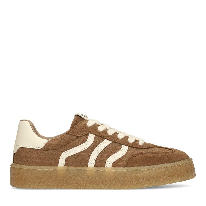 No Stress Bruine leren sneakers met suède details