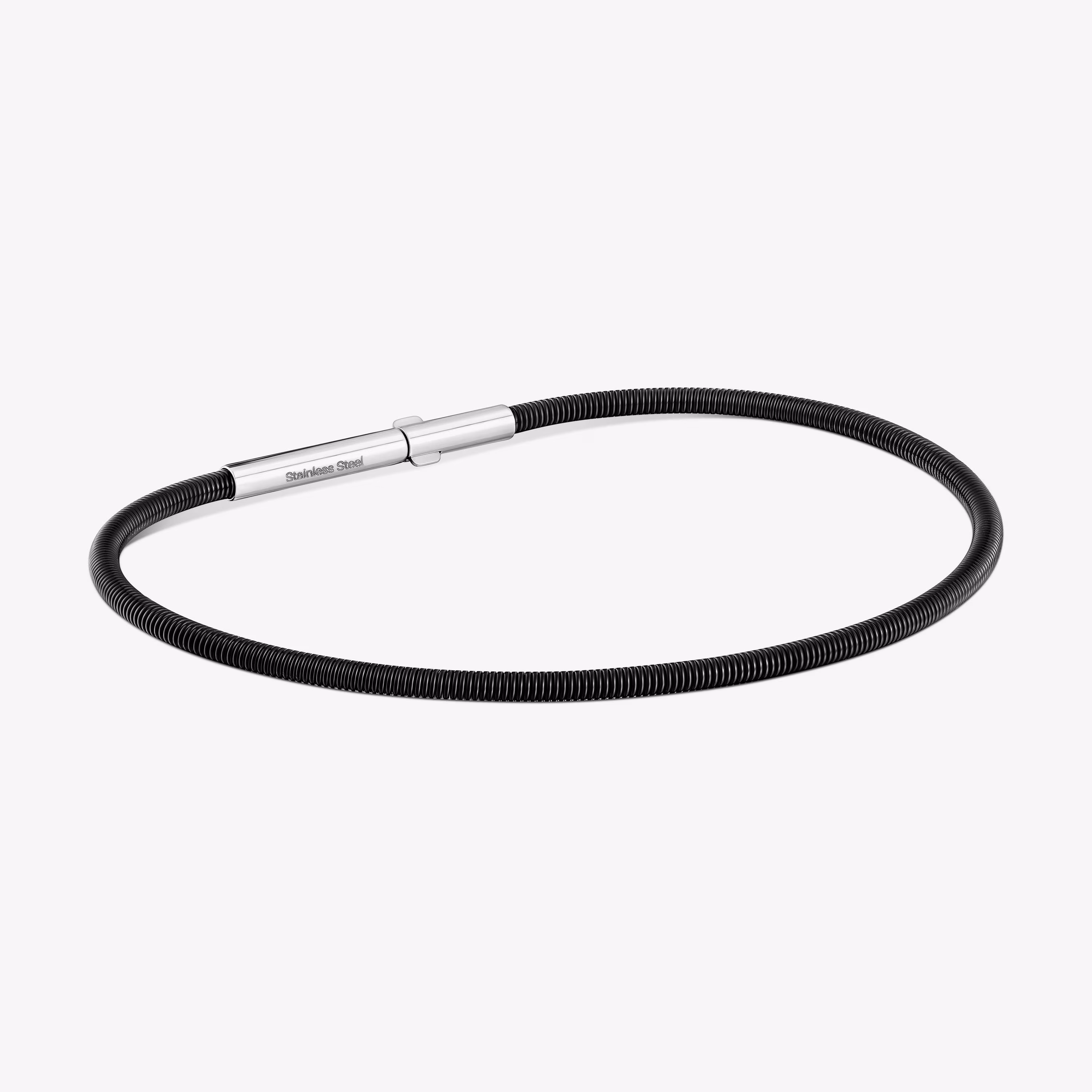 Pulsera de acero IP negro 17 cm Mesh Tube