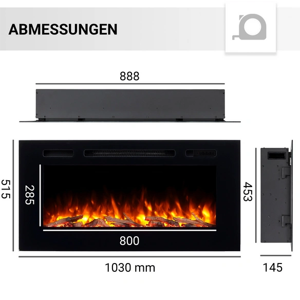 Elektrokamin, »FI-40«, 2000 W, 15,1x103x51,5 cm, schwarz