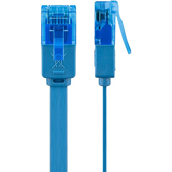 Câble RJ45 Cat6a 2m non Blindé plat Bleu GOOBAY