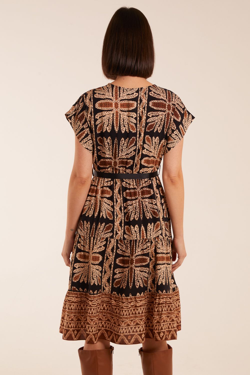 Blue Vanilla Tiered Crossover Printed Dress