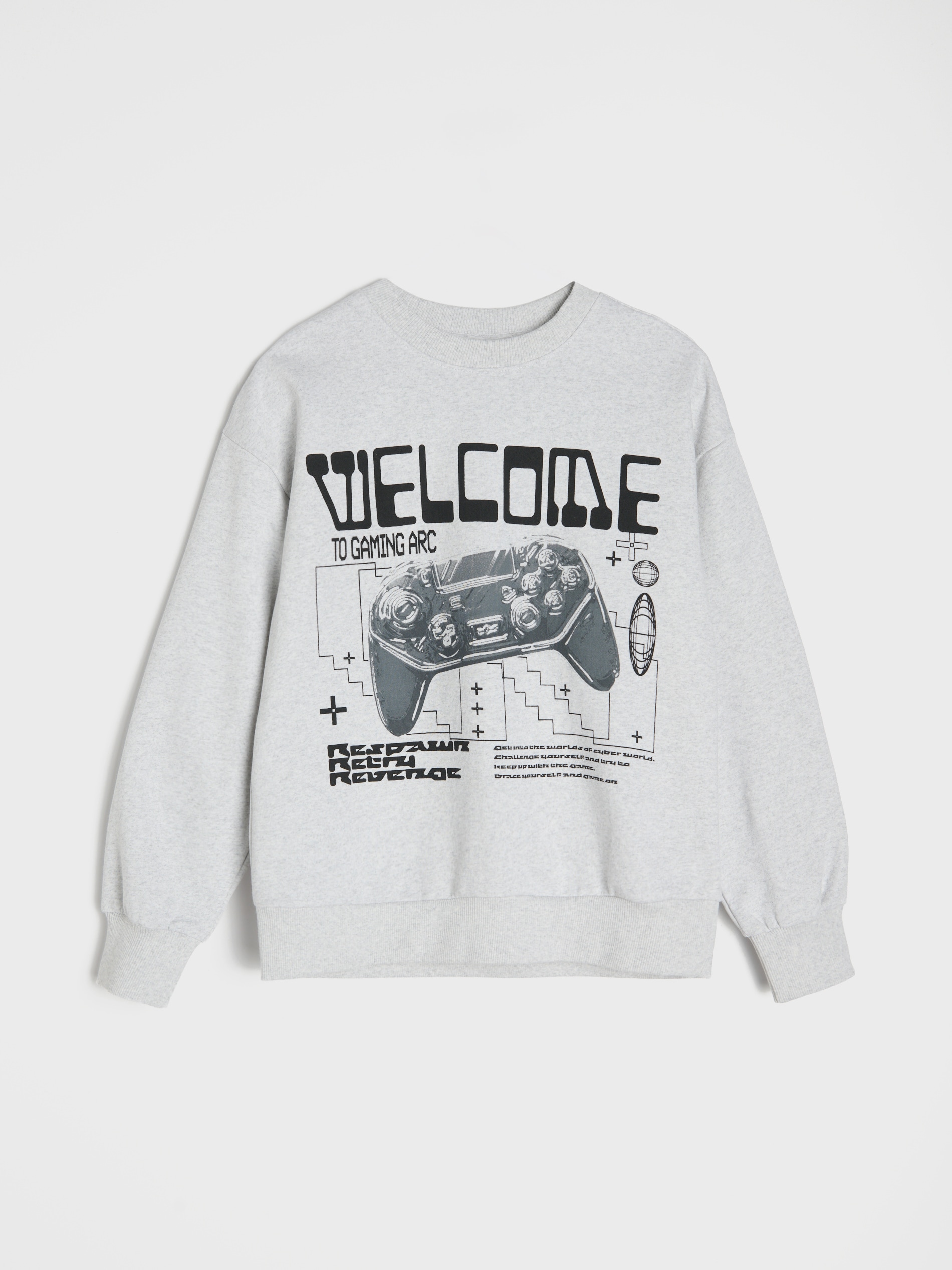 Bluza crewneck z nadrukiem gamingowym