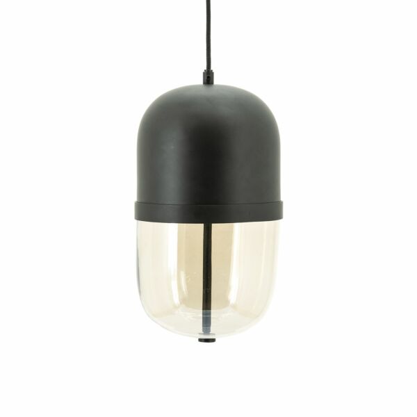 FurniLux Maverick Black Hanglamp - Elegante Glas Detail - 20x20x37cm