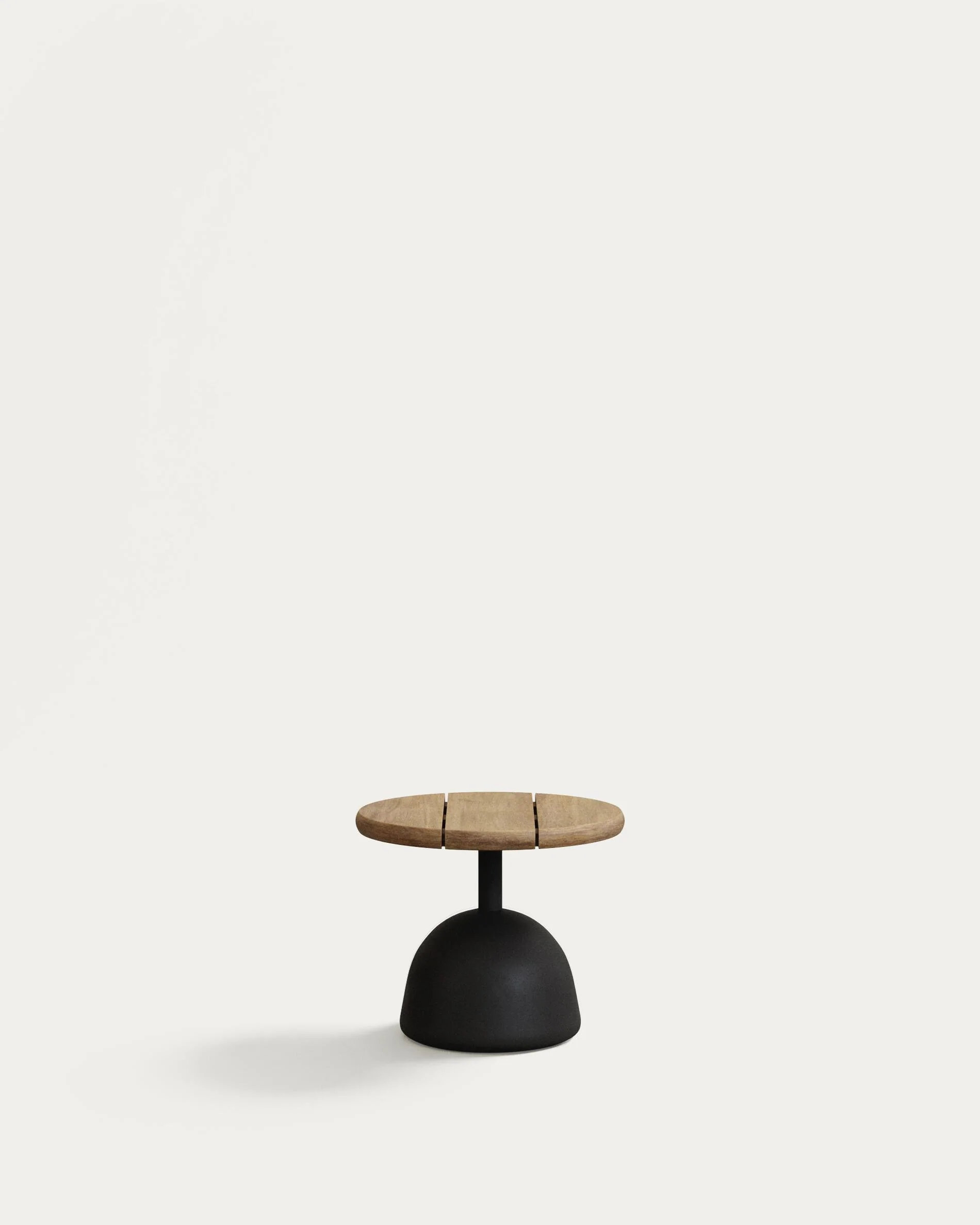Saura coffee table with natural finish acacia top and black cement base Ø43x35cm
