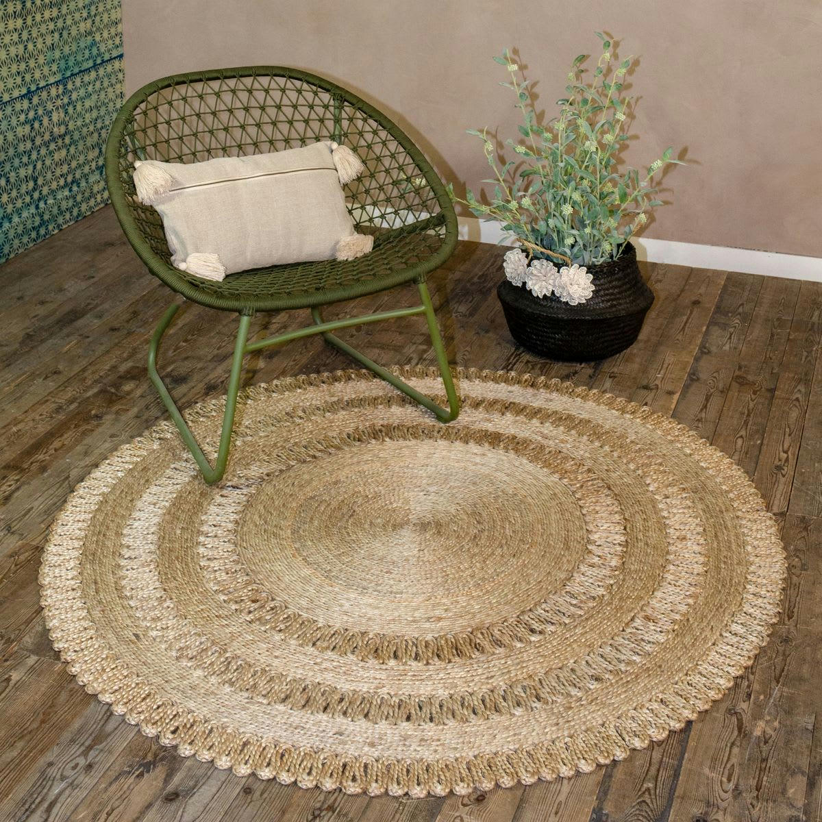 DISHA - Coussin en lin avec pompons beiges 30x50cm