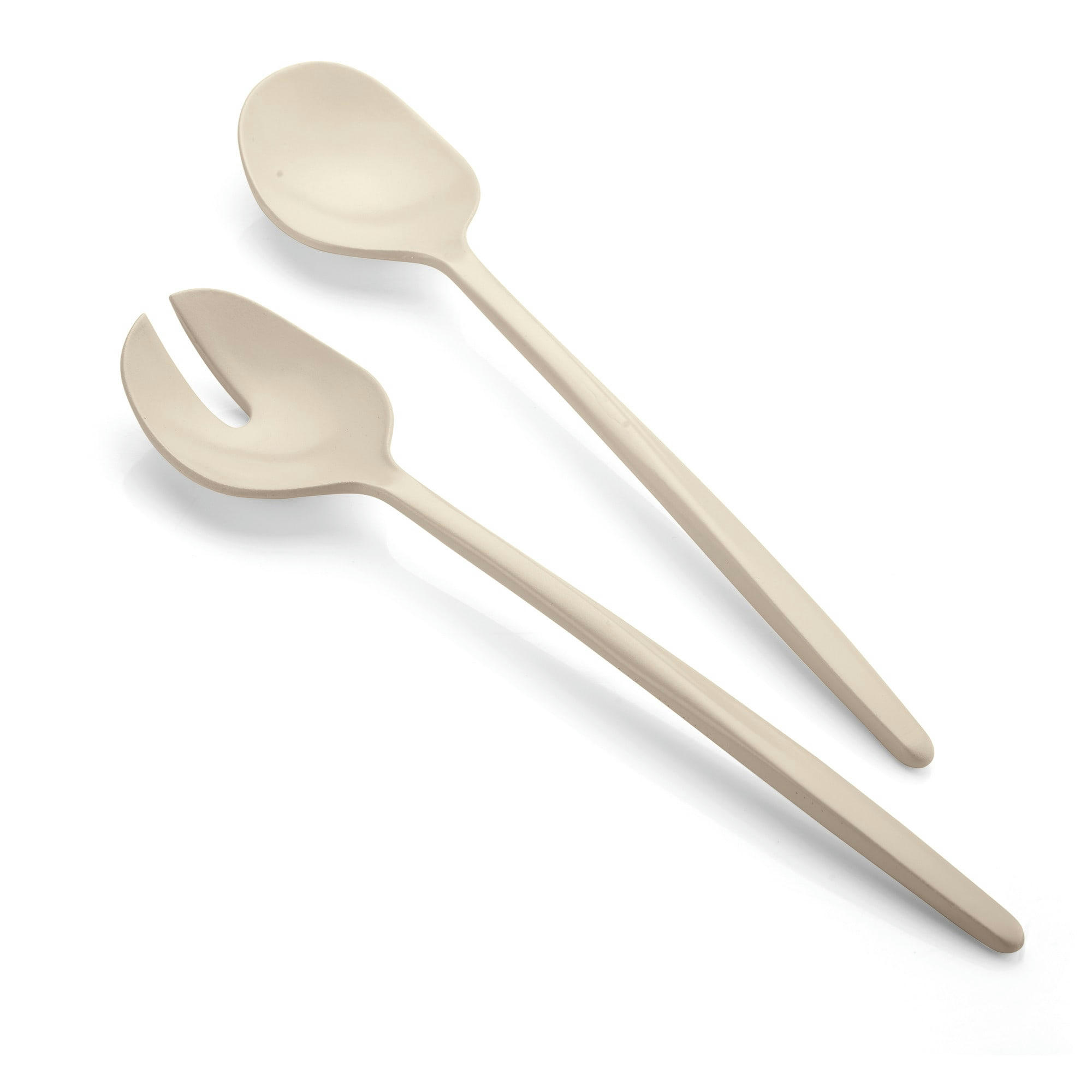 TIERRA - Couverts à salade en plastique recyclé blanc 28 cm