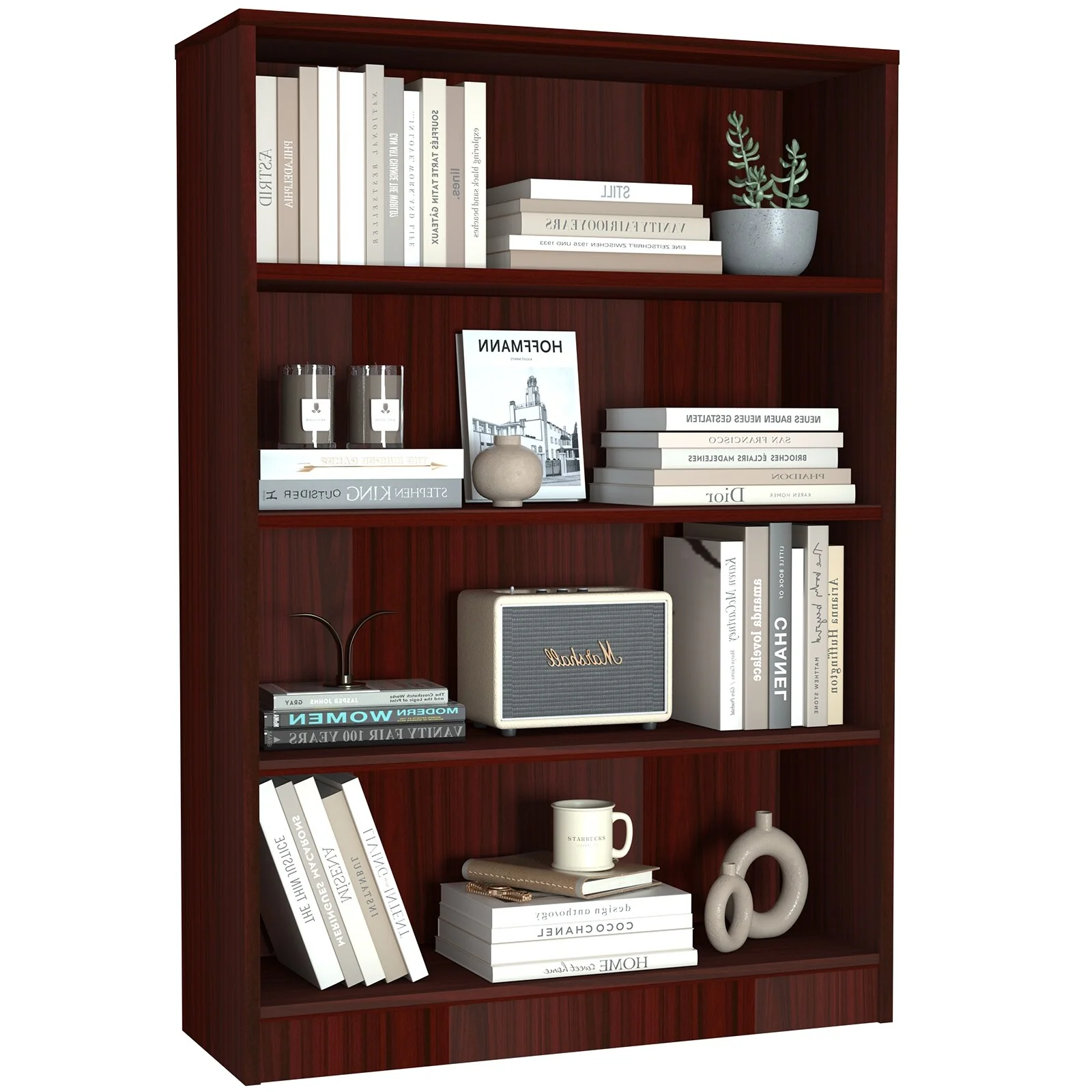 Farini 4-Shelf Bookcase,48 Tall,Wood Bookshelf for Home & Office