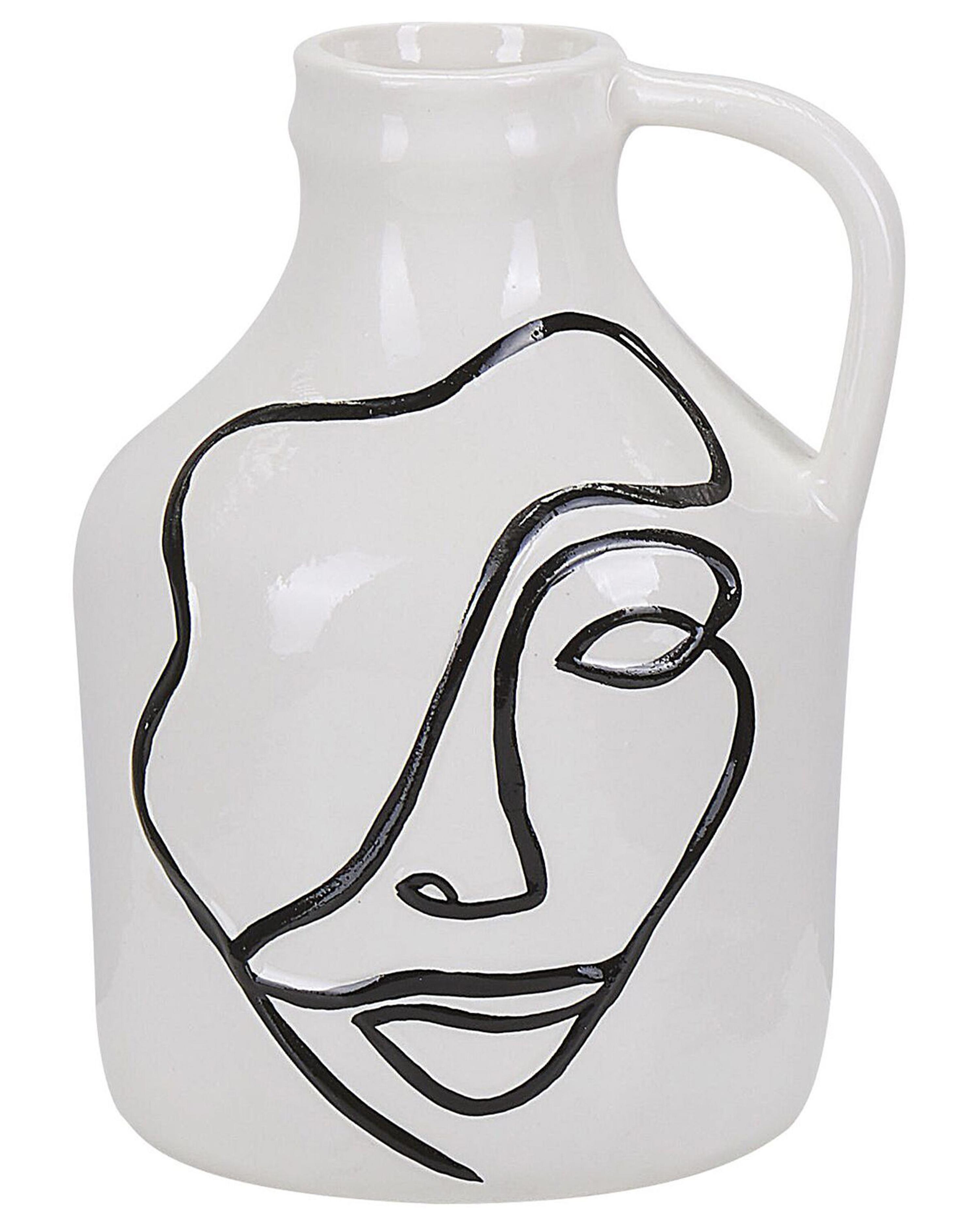 Flower Vase AGRINION Stoneware 19 cm White