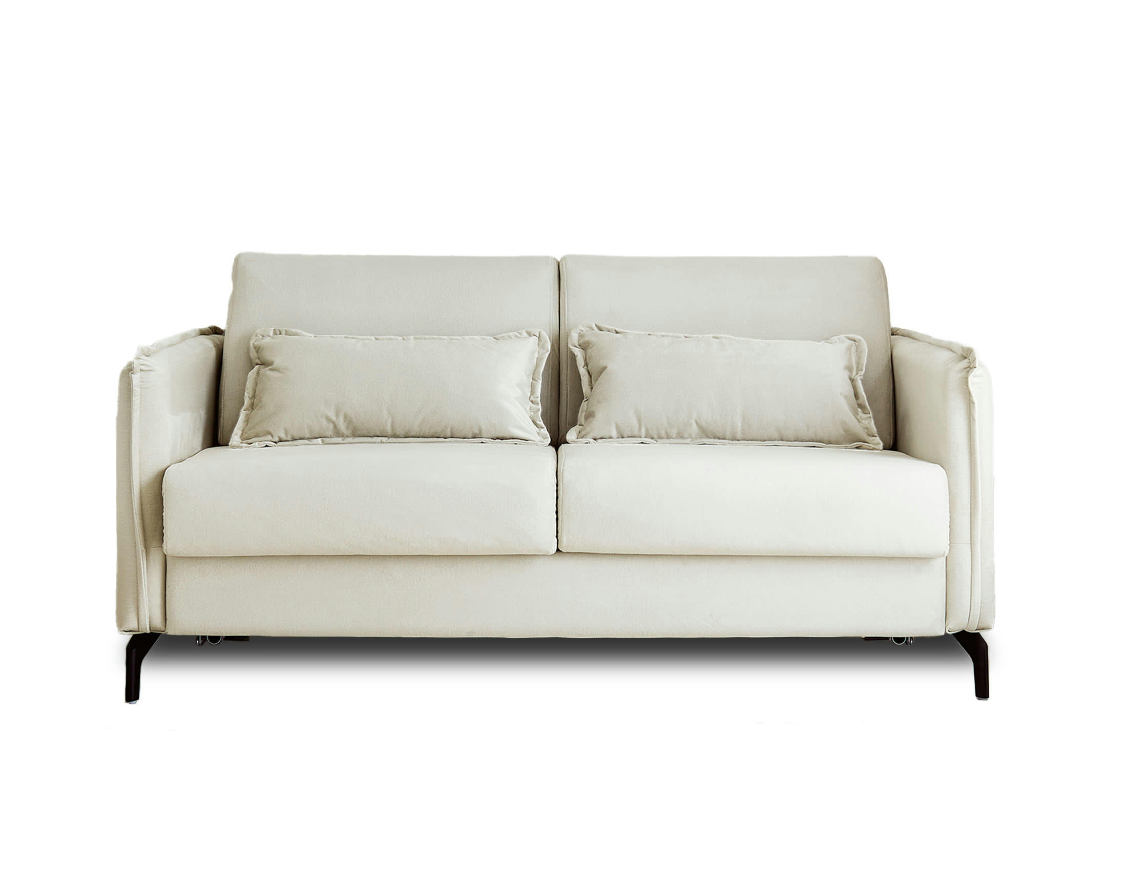 AGATE - Canapé droit convertible 3 places en velours beige