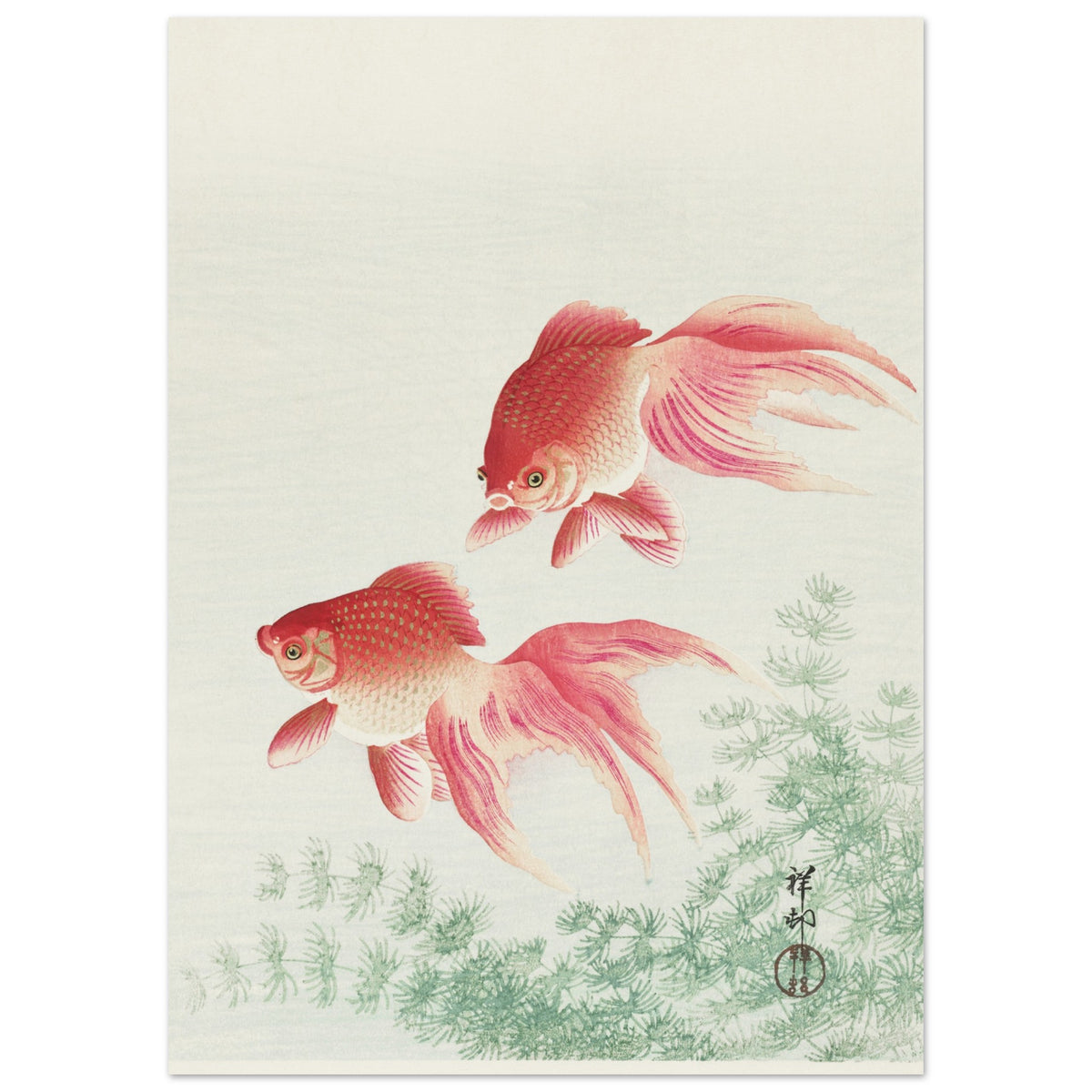 Artfulprints Poster Ohara Koson - Two veil goldfish  - 50x70 cm - Meerkleurig