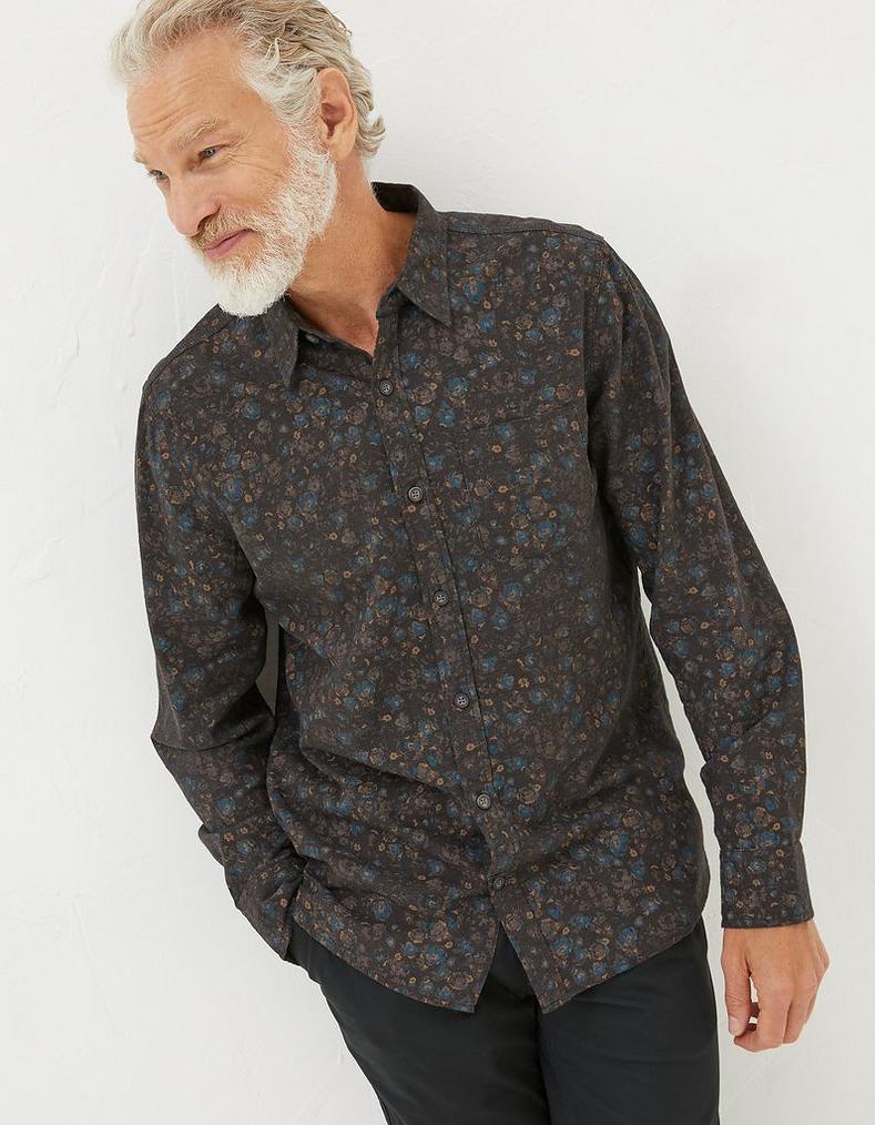 Long Sleeve Painted Floral Print Shirt