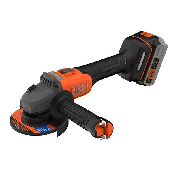 Meuleuse sans fil   batterie 4Ah   chargeur - BLACK&DECKER - BCG6L8F1S-QW - Brushless - 18V - 115m - Avec 3 disques et sac de tr
