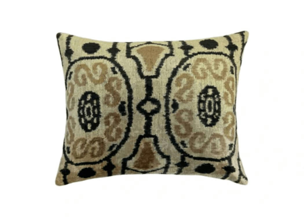 - Housse de coussin velours soie ikat  40x50 beige