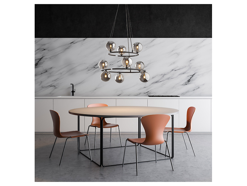 Lampa wisząca Anabelle 9-punktowa metalowa grafitowa