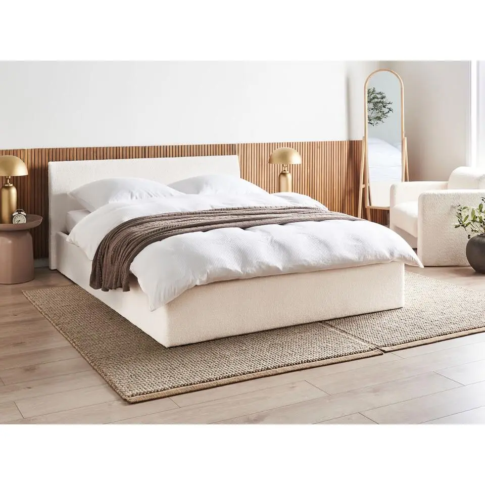 ORBEY - Bed met opbergruimte - Off-white - 160 x 200 cm - Boucl&eacute;