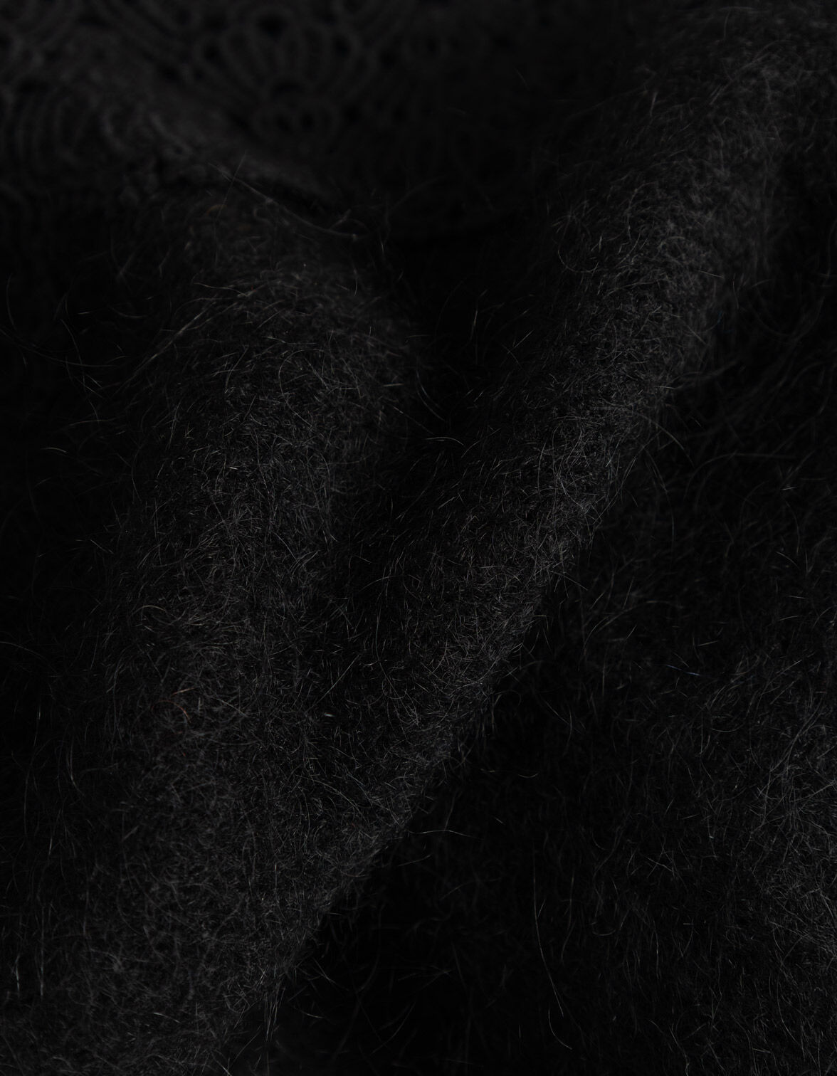 Pull noir tricot dentelle réversible devant/dos Femme
