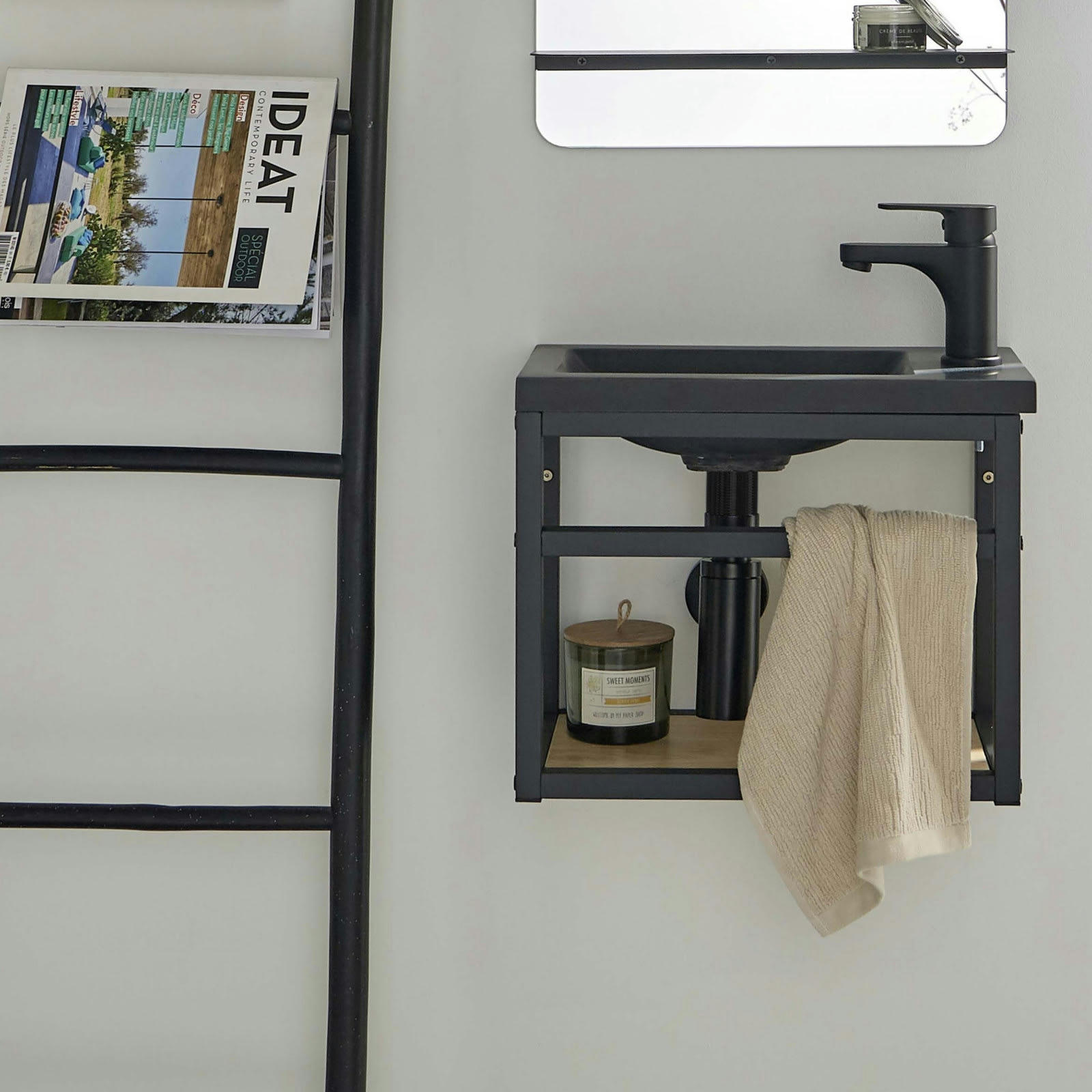 SAO - Meuble lave-mains  + robinet noir