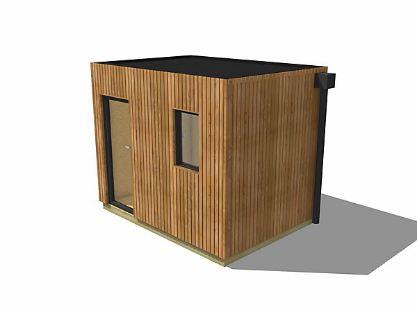 Bureau de jardin télétravail en bois 3,3 x 2,4 x 2,7 m avec plancher isolé / menuiseries alu k-line