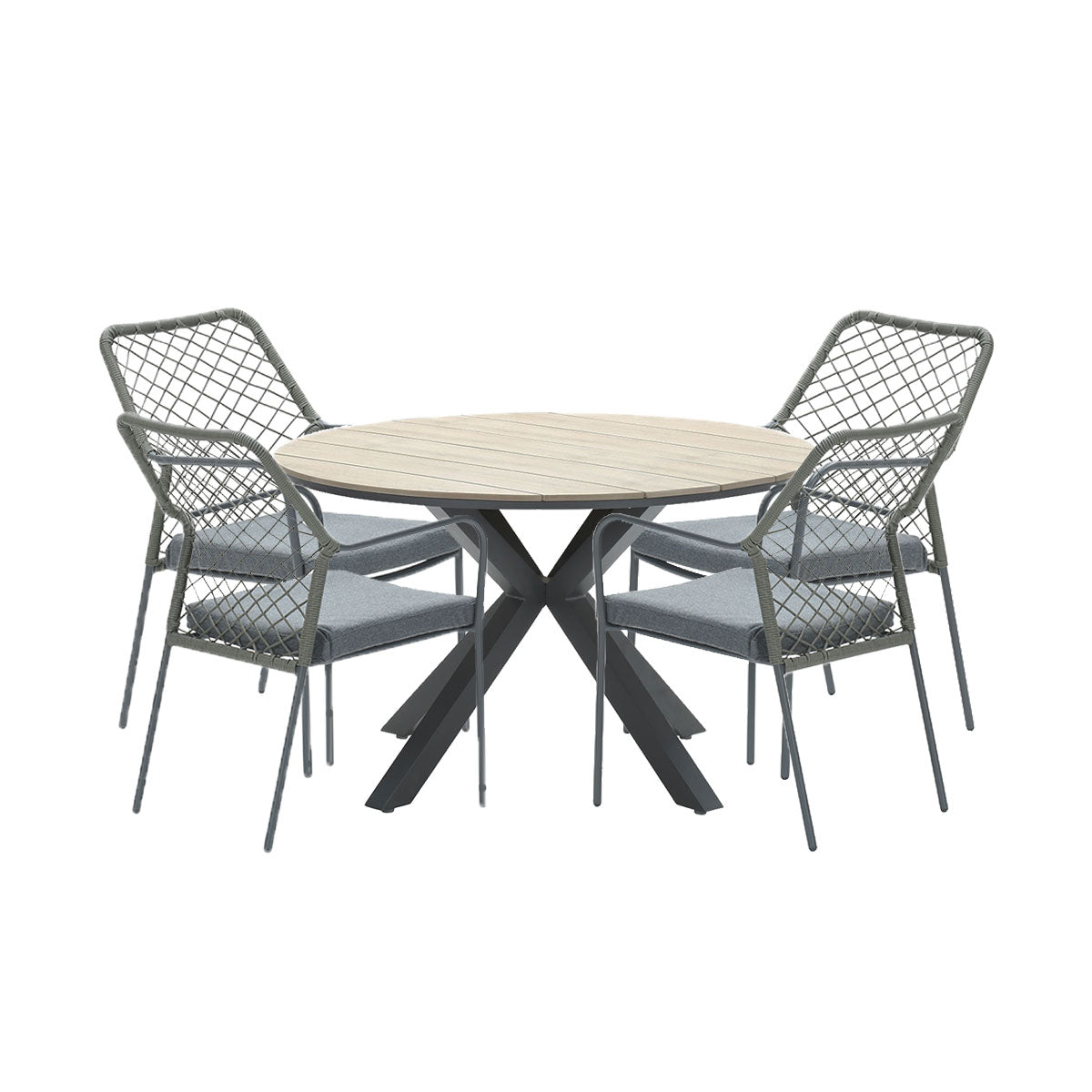 Garden Impressions tuinset Ross - Tulli mosgroen - light teak look - Ø122 cm