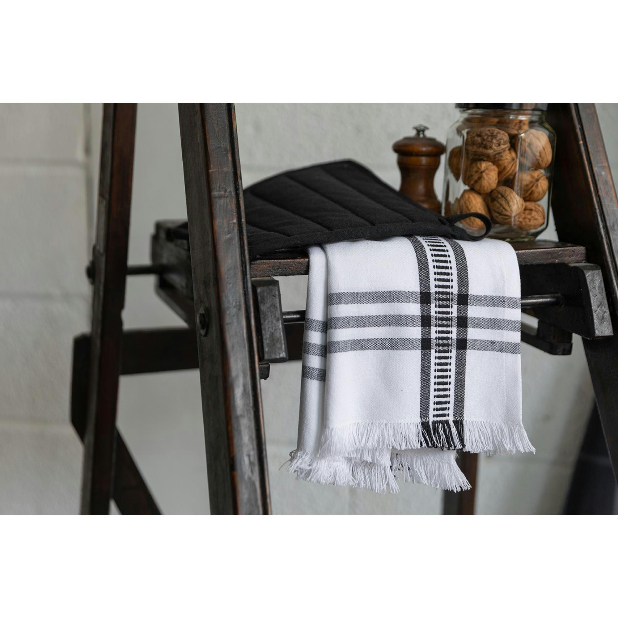 JONA - Lot gant/manique recyclé  en coton noir 15 x 30