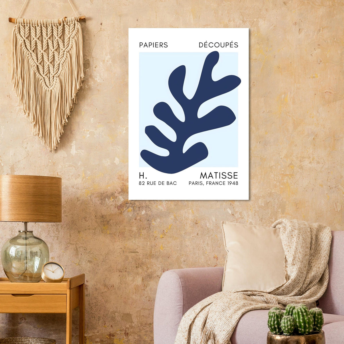 Artfulprints Poster Matisse – Ocean petals navy blue I  - 70x100 cm - Blauw