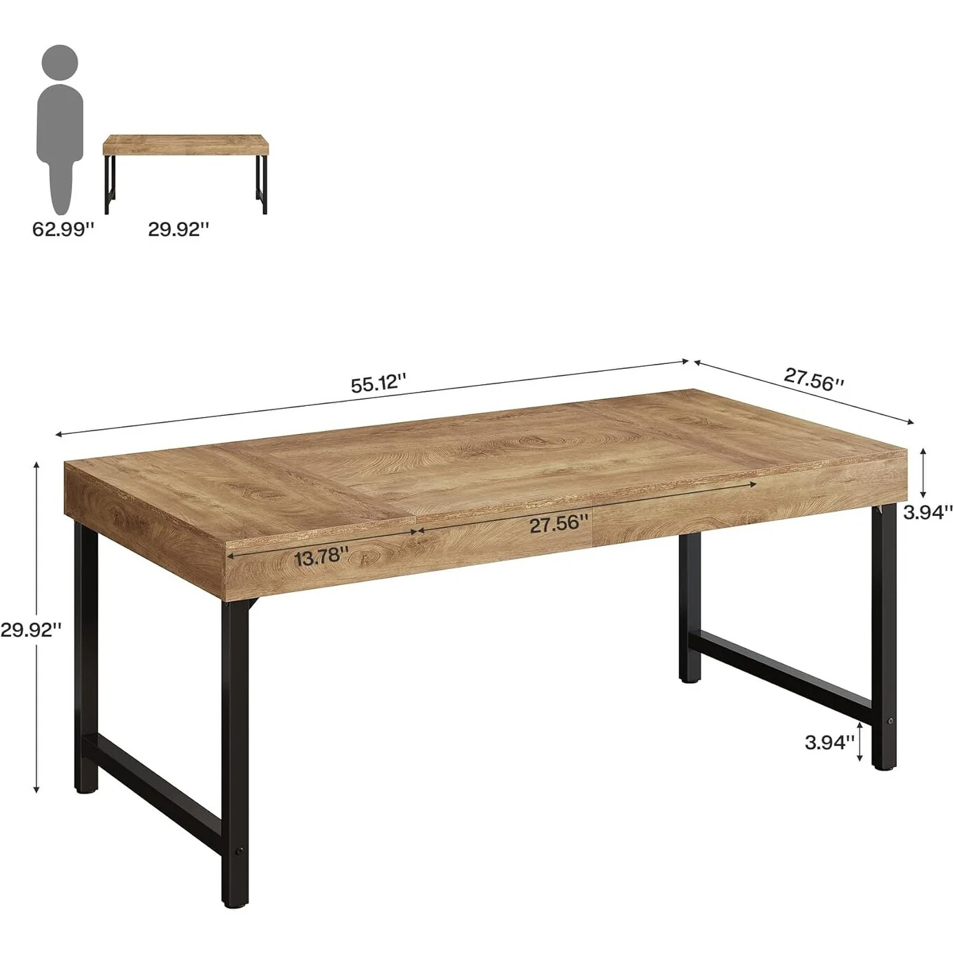 Farmhouse Dining Table for 4-6 People for Home, Dining Room, Small Space, Rustic Brown