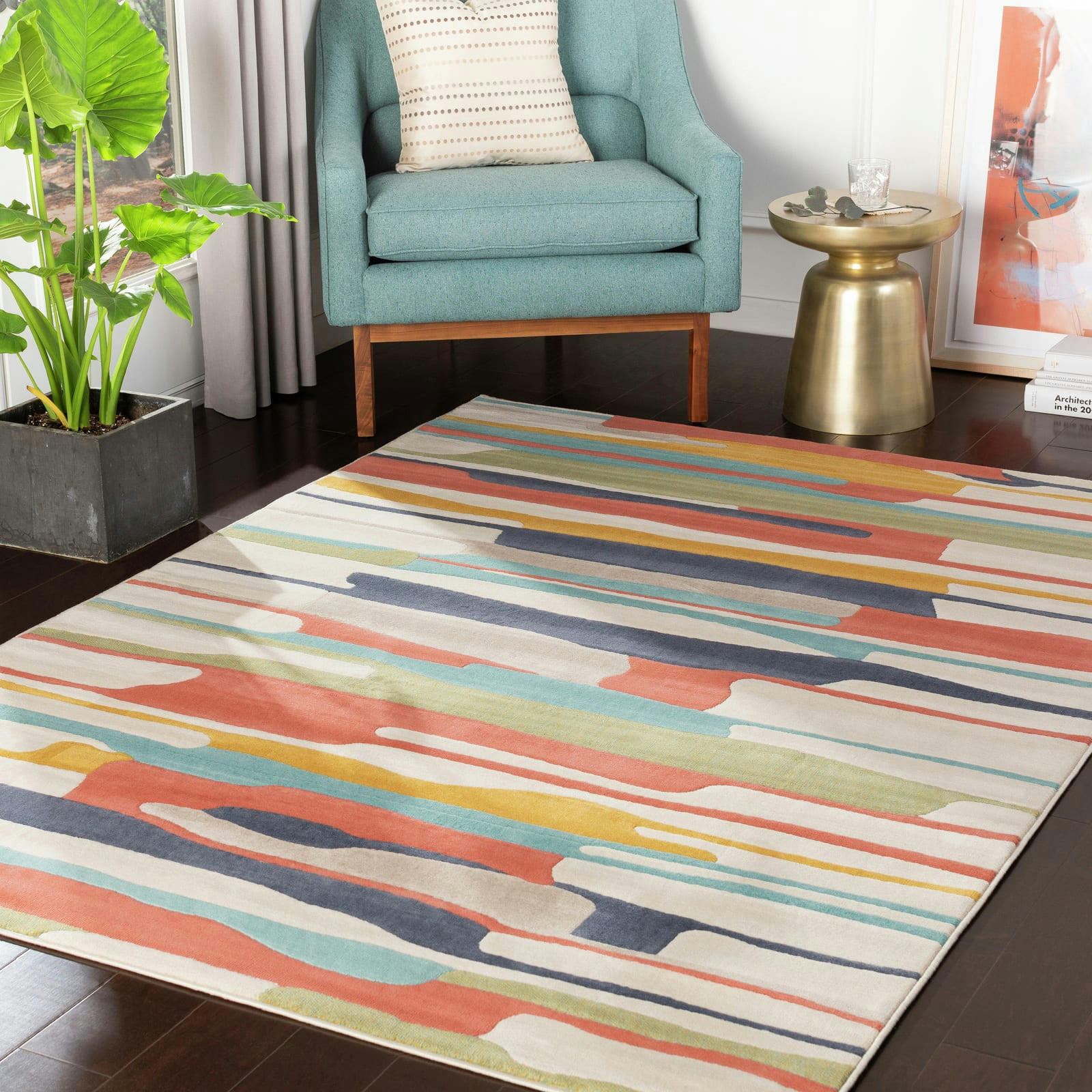 ANAIS - Tapis Scandinave Pop Multicolore/Orange 120x170