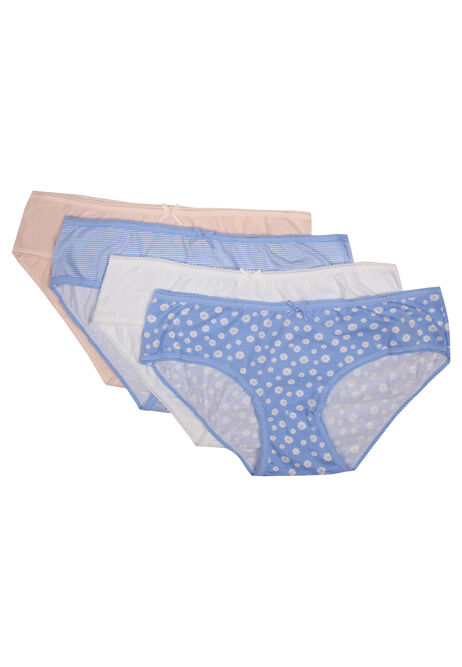 Womens 4pk Blue Daisy Mini Briefs