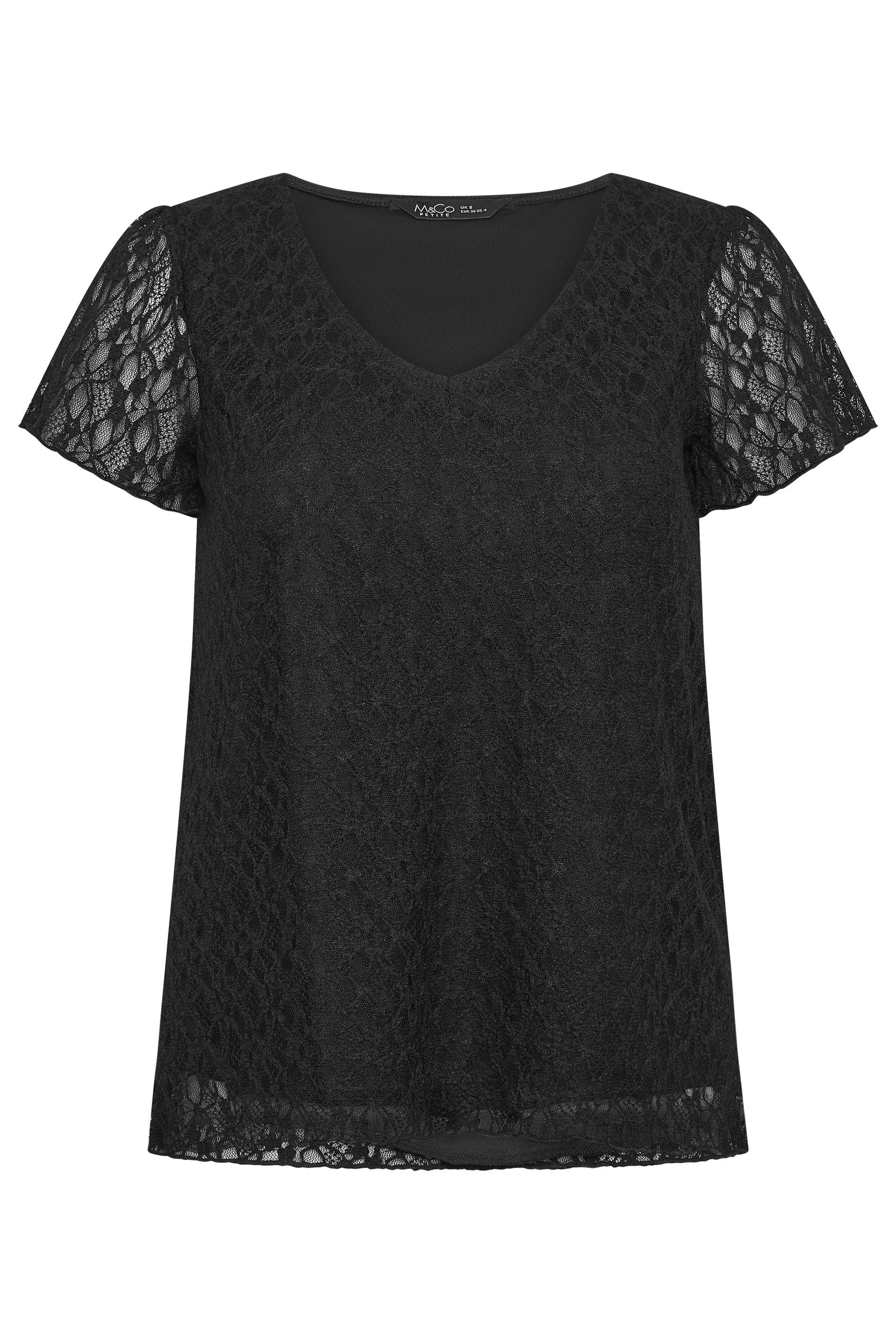 M&Co Petite Lace V-Neck Top