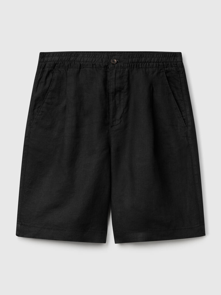 Bermuda shorts with drawstring in pure linen