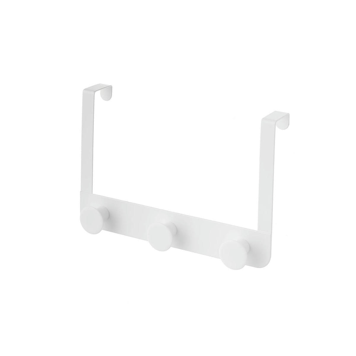 MÉTAL - Portemanteau de porte 3 crochets en métal et ABS blanc 30x8,5x20cm