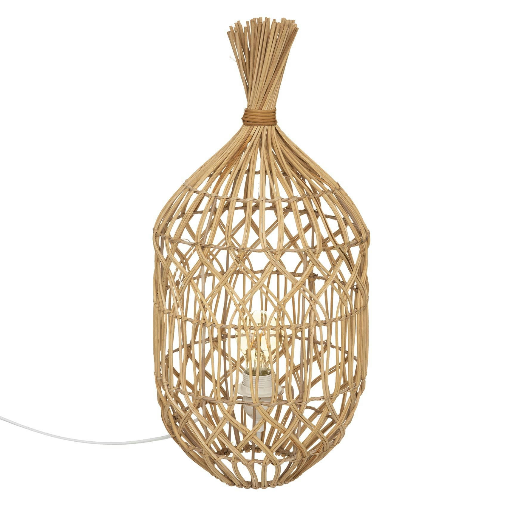 MILOU - Lampe à poser esprit bohème en rotin naturel Ø 25x55 cm