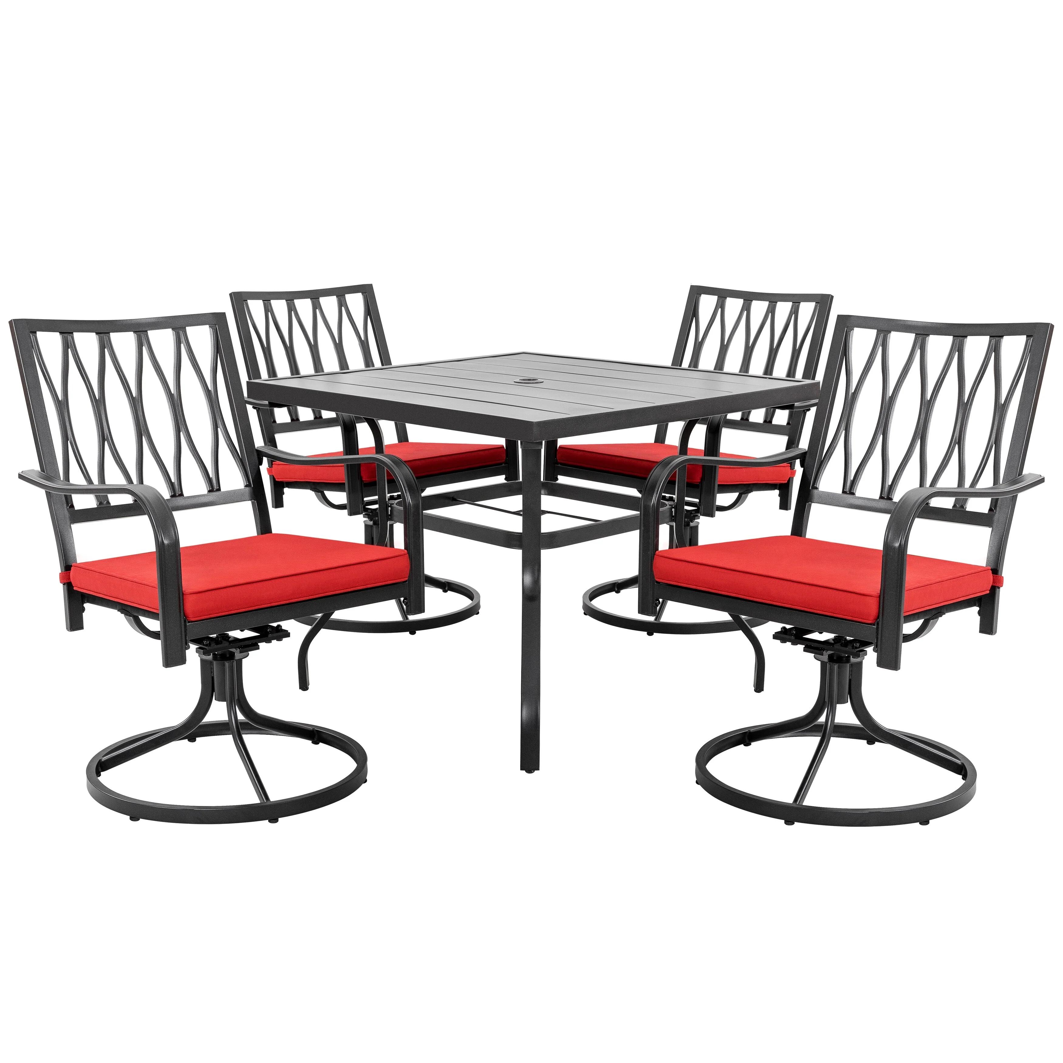 Nuu Garden Outdoor 5-piece Dining Set with Swivel Chairs and Cushions
