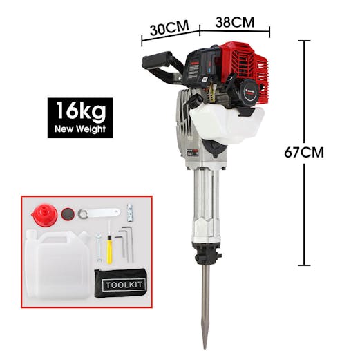 NNEMB 2 Stroke 52cc Petrol Jackhammer-with 2 Chisels-Carry Bag