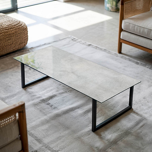 Dessus de table en verre trempé Wallfluent 125x50 cm Texture de béton avec fissures
