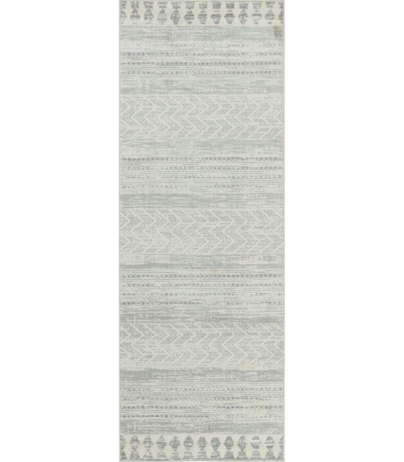 LOUNA - Tapis de Couloir Scandinave Bohème Gris 80x220