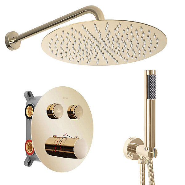 Kit De Douche Encastré Rea Lungo Thermostat Gold 17X30X36,5Cm