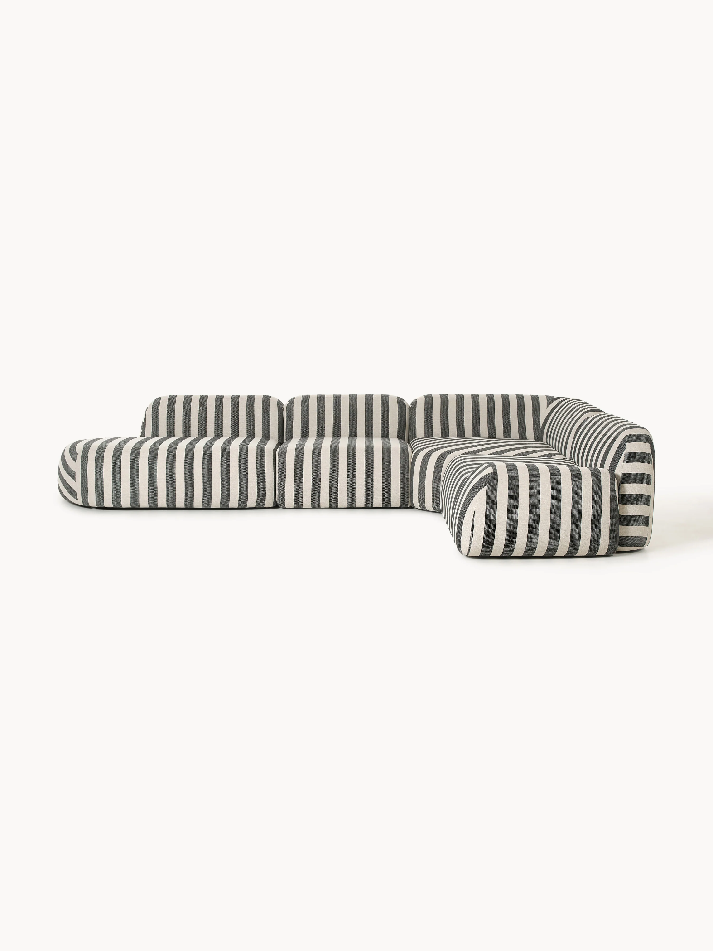 Gestreiftes modulares XL-Ecksofa Wolke (4-Sitzer)