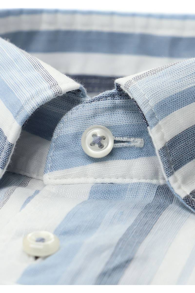 ETERNA 1863 Modern Fit Leinenhemd dunkelblau, Gestreift