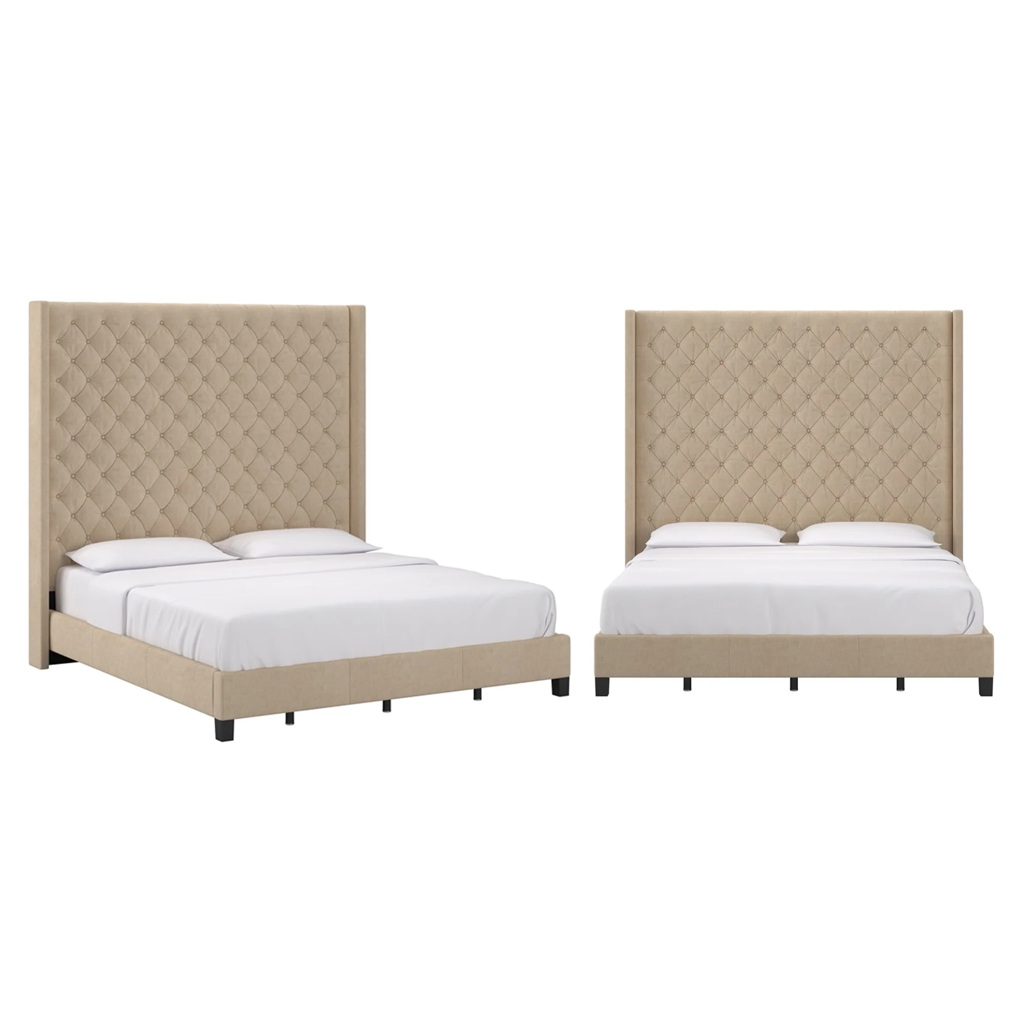 Detmold Wingback Button Tufted High Headboard Bed